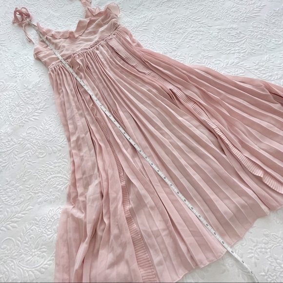 NWOT Lulu’s Never A Dull Moment Pink Chiffon A-line Pleated Tie-Strap Midi Dress - Picture 9 of 9